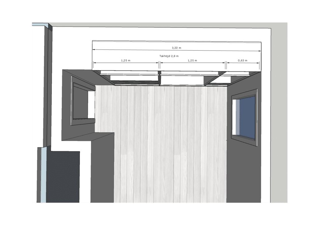 Stiligt - Planlösningen för ett litet hus med kök och badrum, som betonar budgetproblem.