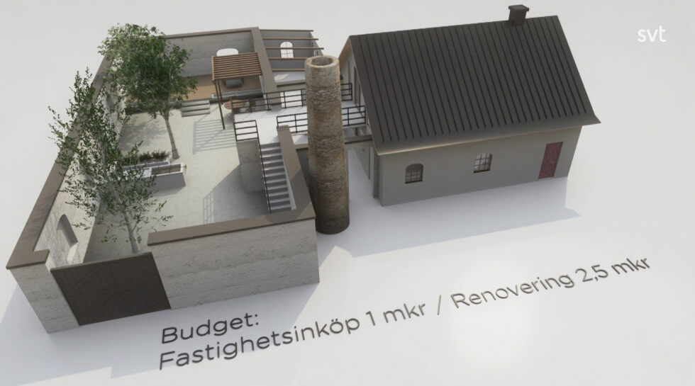 Stiligt - En 3D-modell av ett hus med Drömfabriken i Härnestad tak.